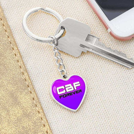 CBF Heart Keychain (White Text)